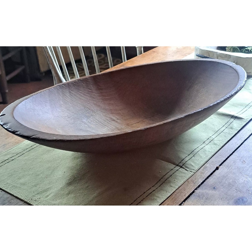 Large 21" Antique Oblong Wood Dough Bowl Trencher Primitive Farmhouse